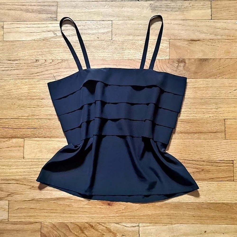 Vintage Pleated Cami Top Women's Size Small Black Philippe Marques Retro Classic